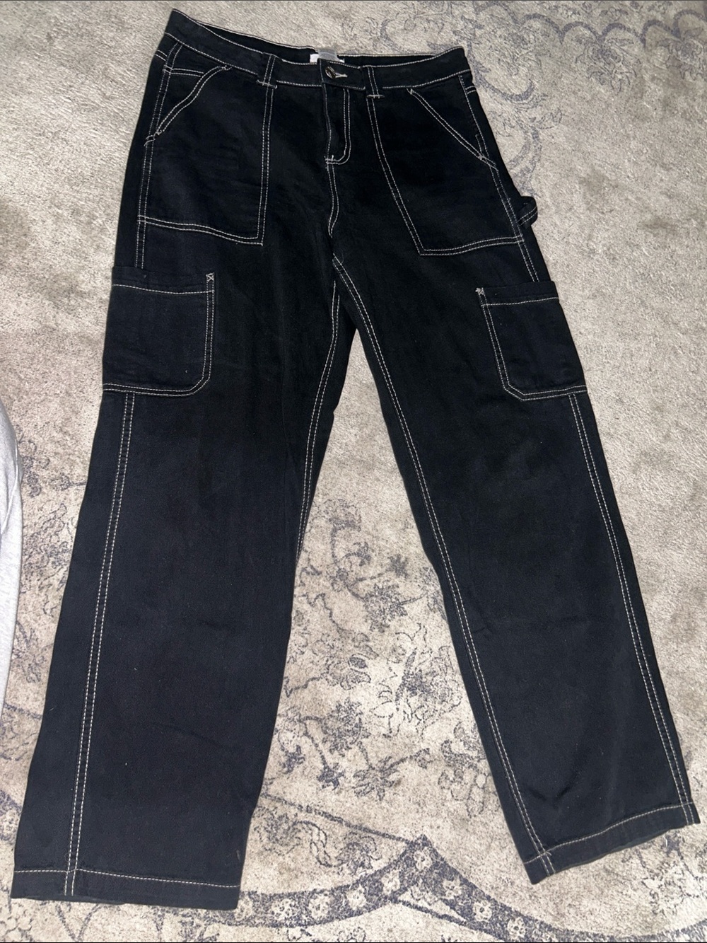 GARAGE Black Pants with White Contrast Stitching